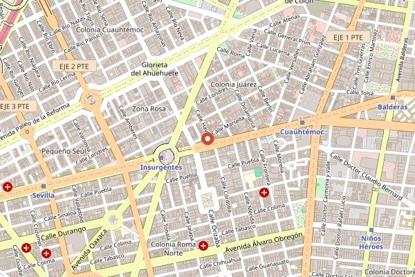 Map showing Masala y Maiz in Mexico City
