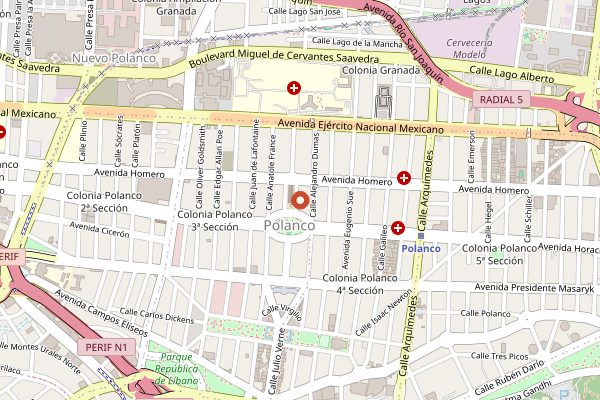 Map showing Pujol in Mexico City