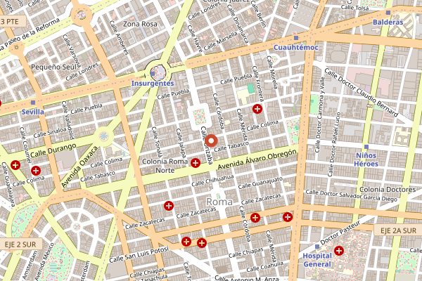 Map showing Rosetta in Mexico City