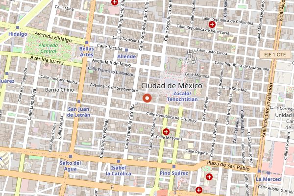 Map showing El Huequito in Mexico City