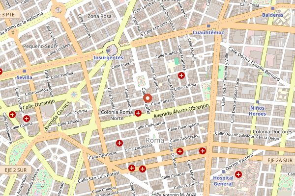 Map showing Blanco Colima in Mexico City