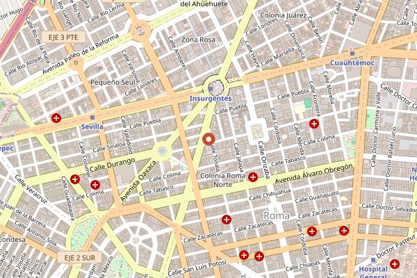 Map showing Loup Bar in Mexico City