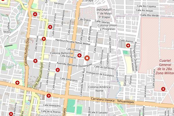 Map showing La Teca in Oaxaca