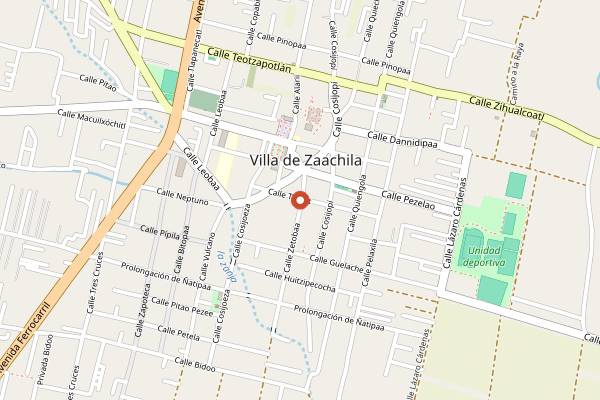Map showing Mercado de Zaachila (Thursday tianguis) in Oaxaca