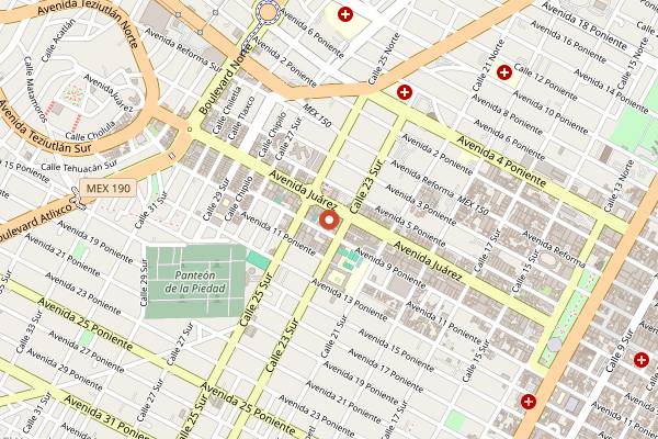 Map showing Hackl Panaderos Artesanos in Puebla