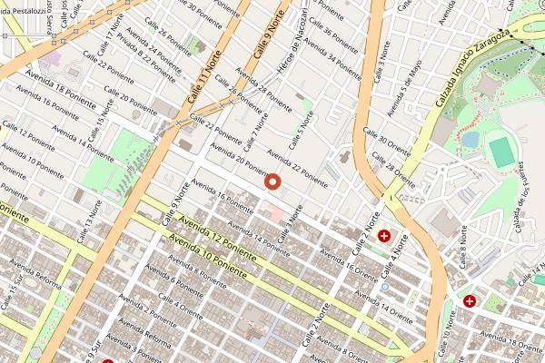 Map showing Antojitos Las Güeras in Puebla