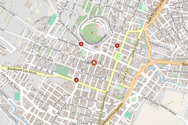 Map showing Elotada Atlixco in Puebla