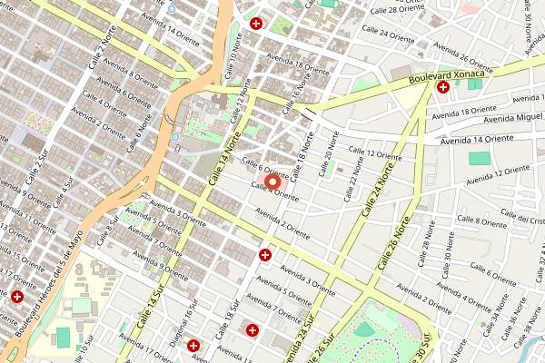 Map showing Mercado La Acocota in Puebla