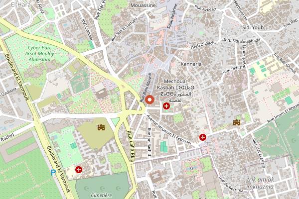 Map showing Patisserie des Princes in Marrakech