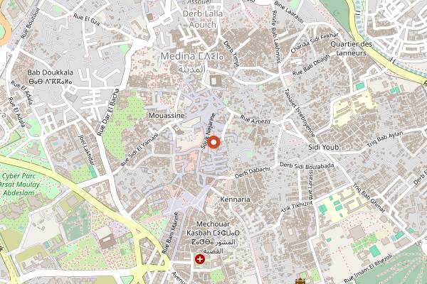 Map showing Cafe des Epices in Marrakech