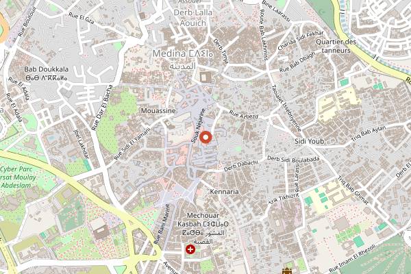 Map showing Rahba Kedima in Marrakech