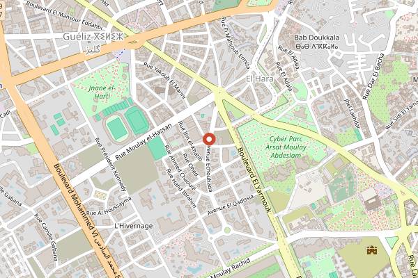 Map showing Le Comptoir Darna in Marrakech