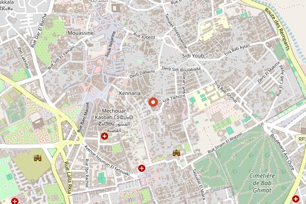 Map showing Pepe Nero in Marrakech