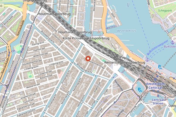 Map showing Vlaamsch Broodhuys in Amsterdam