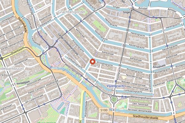 Map showing Cafe Heuvel in Amsterdam