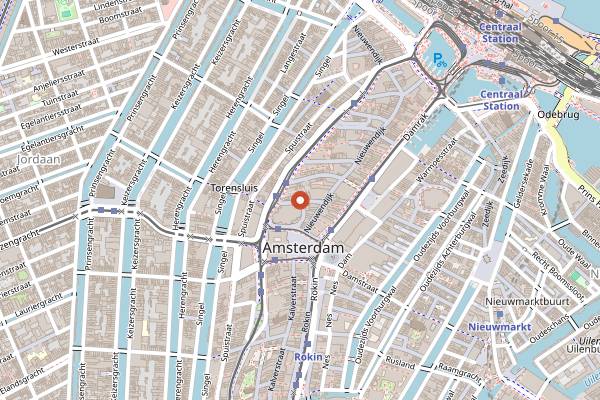 Map showing De Drie Fleschjes in Amsterdam