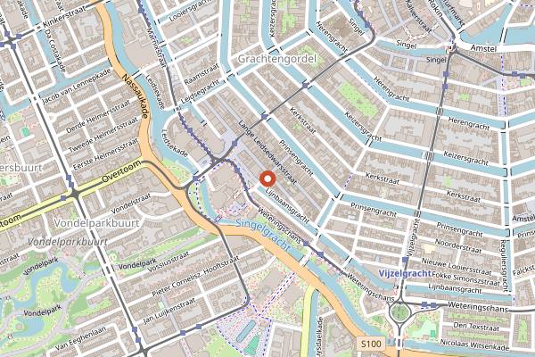Map showing MAXIM Pianobar in Amsterdam