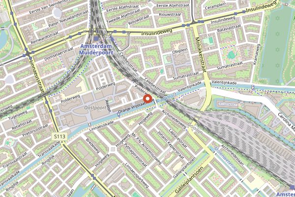 Map showing Poesiat and Kater in Amsterdam