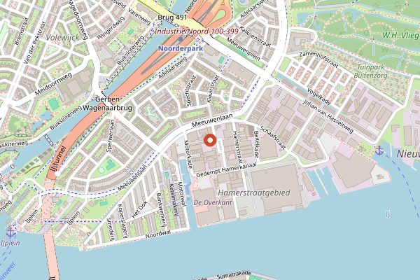 Map showing Walhalla Brewery in Amsterdam