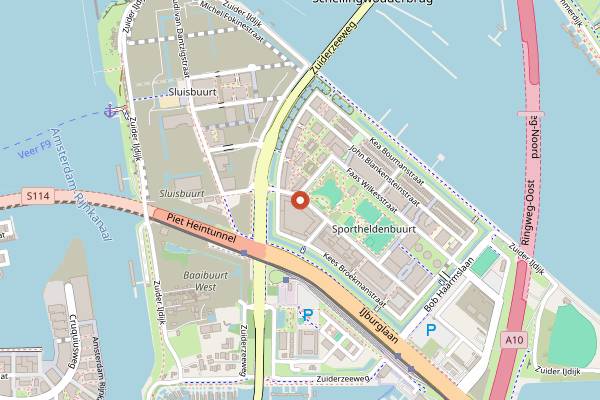 Map showing Bluey's Coffee & Kitchen in Amsterdam