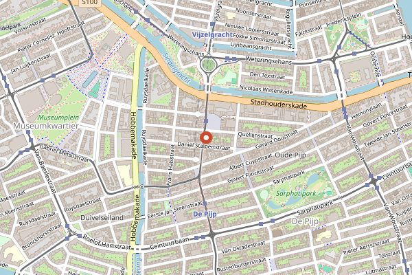 Map showing MOAK Pancakes in Amsterdam