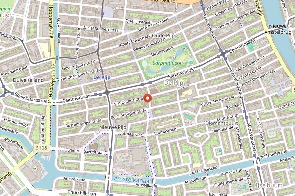 Map showing De Pizzakamer in Amsterdam