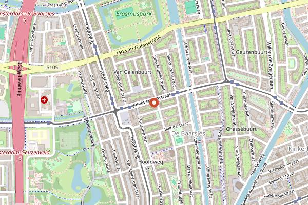 Map showing Bar Baarsch in Amsterdam