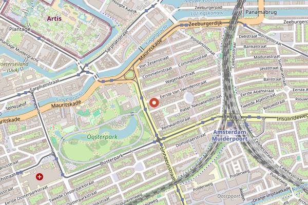 Map showing Roopram Roti in Amsterdam