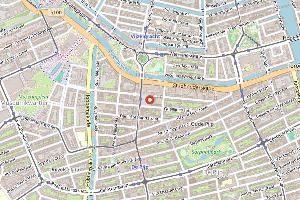 Map showing Vegan Junk Food Bar De Pijp in Amsterdam