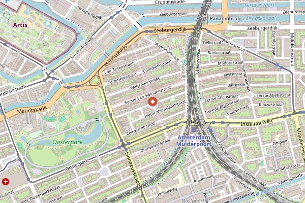 Map showing Dappermarkt in Amsterdam