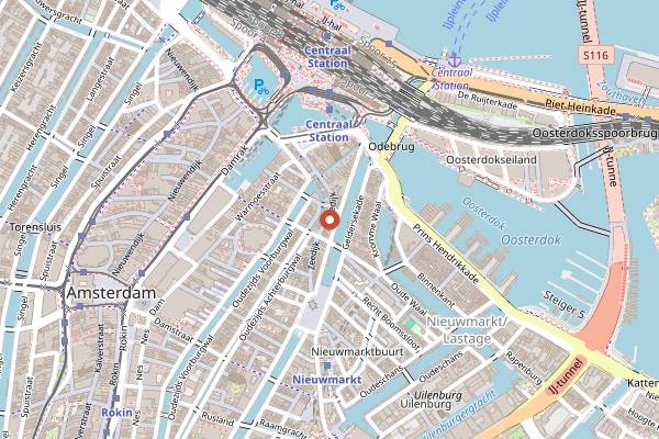 Map showing Cafe 't Mandje in Amsterdam