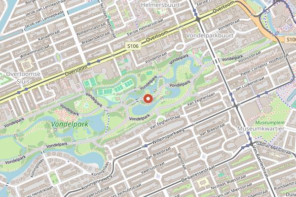 Map showing Vondelbunker in Amsterdam