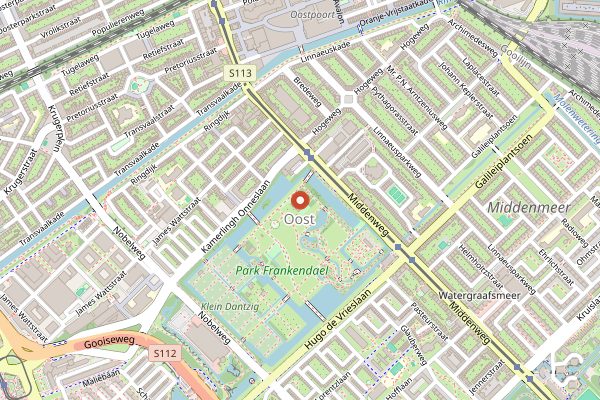Map showing De Kas in Amsterdam