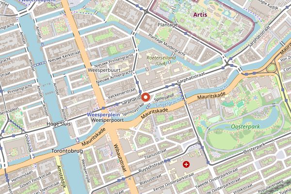 Map showing Mama Makan in Amsterdam