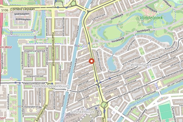 Map showing Restaurant Blauw in Amsterdam