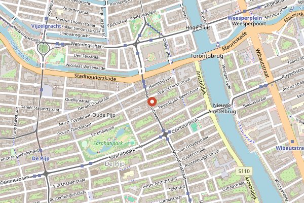 Map showing Rayleigh and Ramsay in Amsterdam