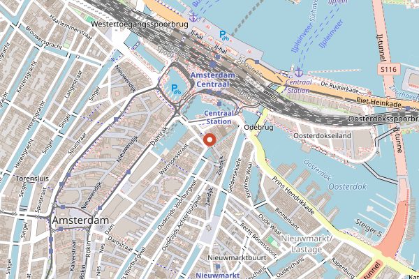 Map showing Vermeers Wijnkamer in Amsterdam