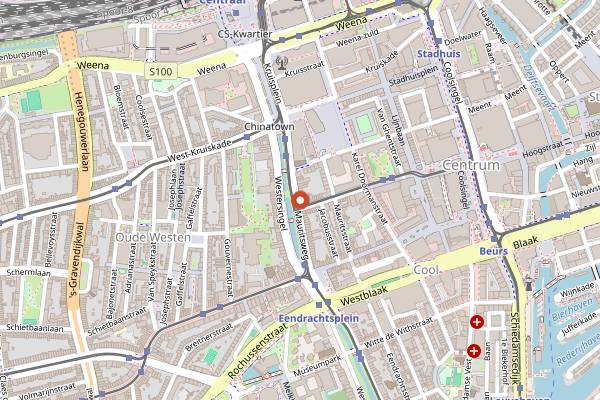 Map showing Cafe De Unie in Rotterdam