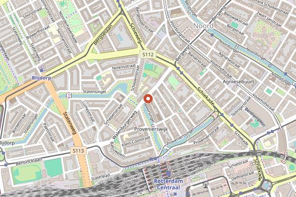 Map showing Hoevebrugsche Bierbrouwerij in Rotterdam