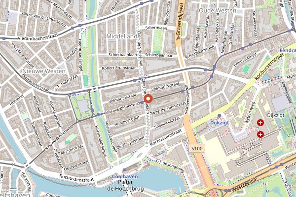 Map showing UEB West in Rotterdam