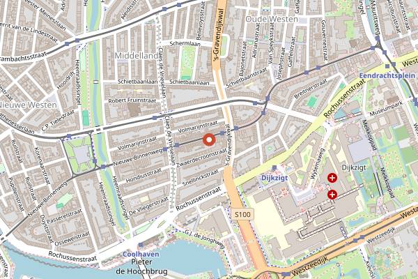 Map showing Happy Food and Health in Rotterdam