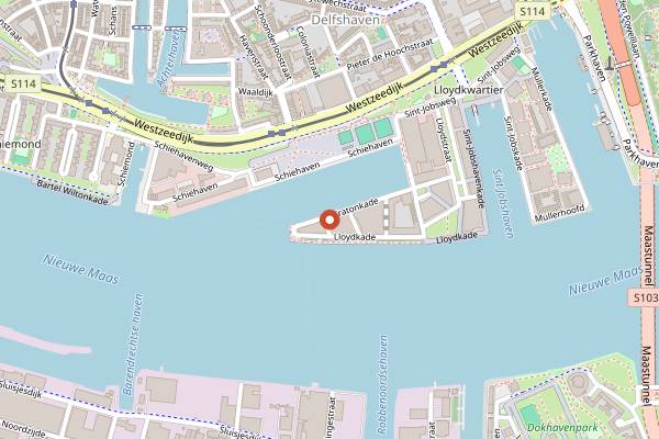Map showing Wolly aan de Waterkant in Rotterdam