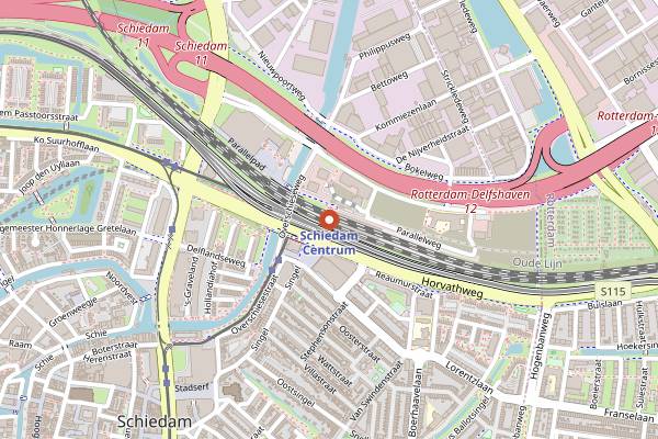 Map showing Schiedam: Jenever Distillery Town in Rotterdam