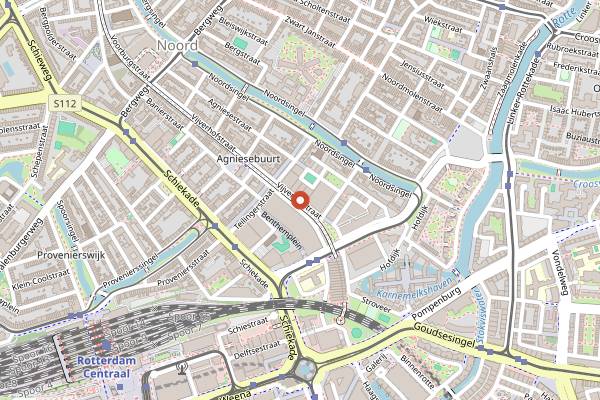 Map showing Hofbogen Food Stalls in Rotterdam