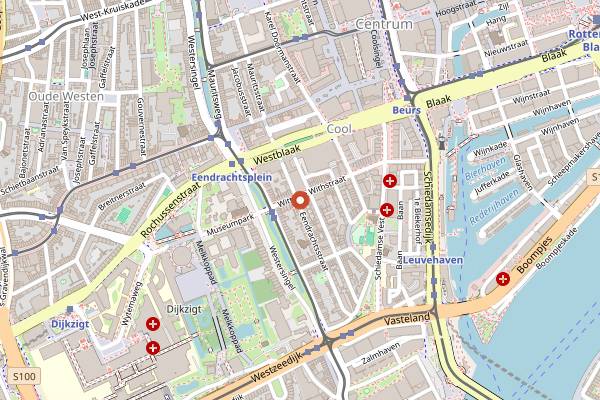 Map showing De Witte Aap in Rotterdam