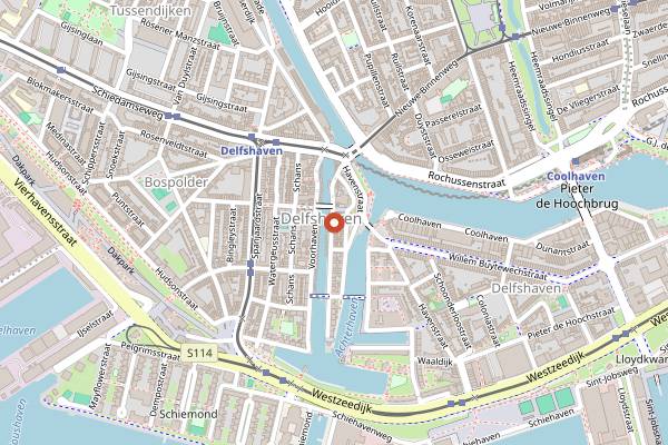 Map showing Delfshaven Harbour Market in Rotterdam