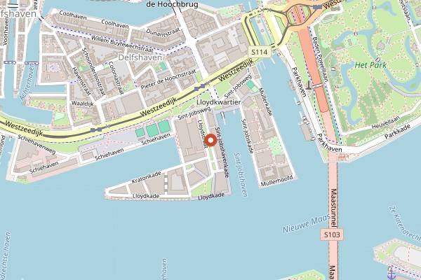Map showing Lloydkwartier Weekend Market in Rotterdam