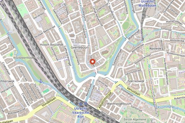 Map showing Twijnstraat Organic Market in Utrecht