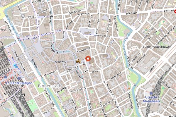 Map showing Stroopwafel Bakker Dom Tower in Utrecht