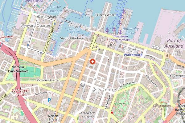 Map showing Daily Bread Federal Street in Auckland